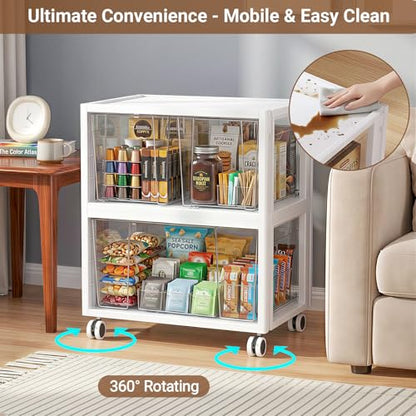 Stackable Storage Drawer Carts, Extra Large Bins 3 Tier 4 Drawers | Smooth Pull-Out Drawers, Clear Plastic Storage Organizer Container For Home Office Bedroom Bathroom Art Crafts Under Desk - size: 3 Tier 4 Drawer
