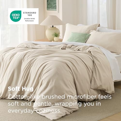 Bedsure California King Duvet Cover, Soft Double Brushed Bedding Set, Beige | For Kids & Adults, 104"x98" Comforter Cover, Hotel Luxury, All Season, Breathable, Easy Care, Lightweight, Zipper Closure - color: 03 - Beige, size: California King (104"X98")