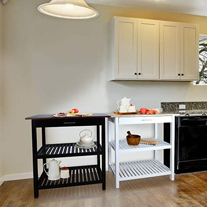 Casual Home Solid Wood Kitchen Island, Natural Maple Top, White Base (New) 40*20*36.5inch - color: Natural Maple Top, White Base (New)