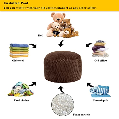 Asuprui Pouf Ottoman Unstuffed Round Poof Seat Foot Stool Ottoman Foot Rest No Filler 20x20x12 Inches Fuzzy Chair Floor Pouf Storage for Living Room Bedroom Coffee