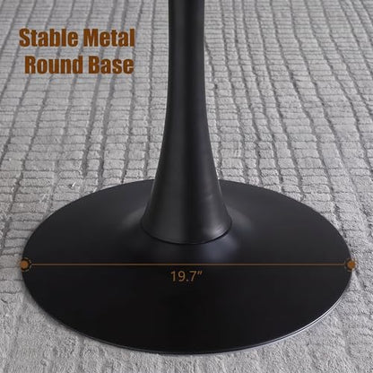 31.5" Round Tulip Table - Mid Century Modern Kitchen Dining Table | Natural Wood Grain Top & Black Pedestal Base, Space-Saving Table for Apartment, Breakfast Nook, Office, Small Dining Areas - color: Natural & Black, size: 31.5 Inch