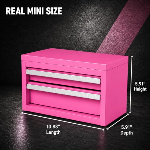 Mini 2-Drawer Bubble Gum Pink Steel Tool Box - color: Bubble Gum Pink, size: 2 Drawer