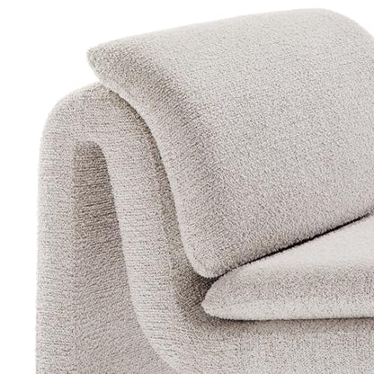 Modway Lume Curved Lounge Chair in Parchment Boucle Fabric – Modern Upholstered Armless Accent Chair with Padded Cushion - Unique Slipper Chair for Bedroom or Living Room - color: Parchment