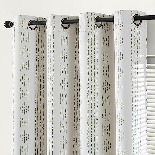 jinchan Boho Blackout Curtains 63 Inch Length for Bedroom Living Room | Sage Green on Beige Geometric Printed Grommet Curtains Room Darkening Thermal Insulated Window Treatments 2 Panels - color: Boho | Sage Green on Beige, size: 52"W x 63"L (Pack of 2)
