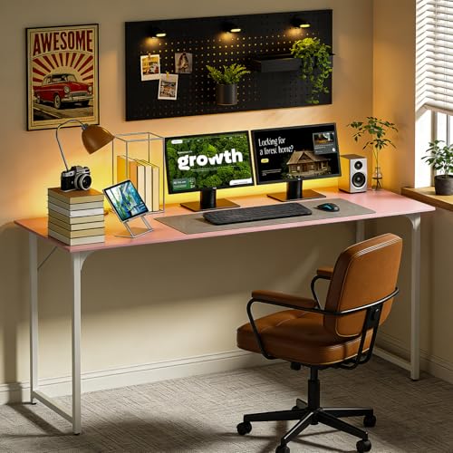 BestOffice Computer Desk,Home Office Desk, Modern Simple Style for Home Office Study Writing (Pink, 55 Inch) - color: Pink, size: 55 Inch