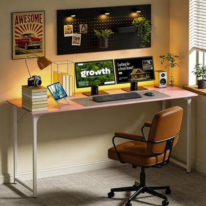 BestOffice Computer Desk,Home Office Desk, Modern Simple Style for Home Office Study Writing (Pink, 55 Inch) - color: Pink, size: 55 Inch
