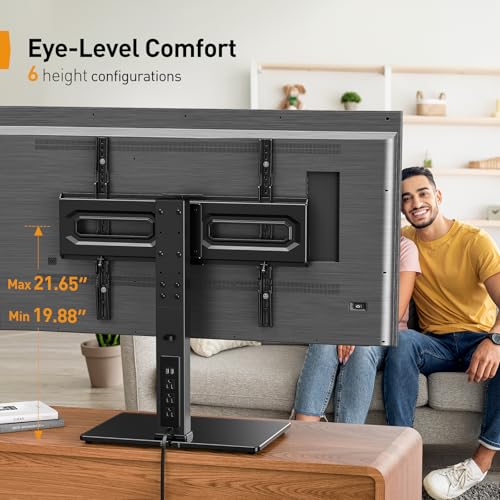 Perlegear Universal TV Stand with Power Outlet, Swivel TV Stand for 32-80 inch TVs up to 99 lbs, TV Base with Tempered Glass Base, Height Adjustable TV Mount Stand Max VESA 600x400mm PGTVS31 - size: 32-80 Inch