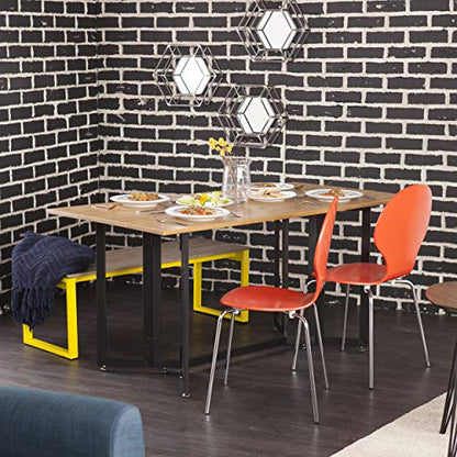 SEI Furniture - Holly & Martin Driness Drop Leaf Table - Oak with Black - Transitional Design, Brown Iron and Wood - Ideal for Dining Room, Kitchen (DN7448) - color: Weathered Oak, Black