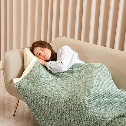 Snuggle Sac Green Blanket Twin Size Bedding Blankets, Super Soft Warm Cozy Knit Blankets for Sofa, Bed, Living Room, Heather Green, 60x80 inches, - color: Green, size: Twin (60"x80")