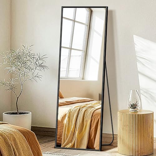 FICTOR Full Length Mirror with Stand, Floor Standing Mirror, 56"x15", Black | HD Shatterproof Glass, Free-Standing or Wall-Mounted, Full Body Mirror for Bedroom, Living Room, Dressing Room, Entryway - color: Black, size: 56"L x 15"W