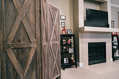 Premium Home 6-Panel Room Divider – Rustic Brown Barn Door, X Pattern Folding Privacy Screen, Partition Wall - color: Barnwood Brown - X Pattern - 6 Panel