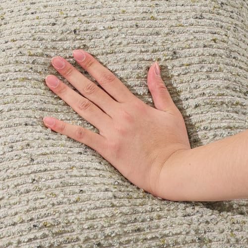 HEAVYWOOD Textured Boucle Pillow Covers 18x18 Set of 2 Striped Boho Farmhouse Throw Pillowcase Rustic Accent Square Couch Cushion Cover for Home Decor Bed Sofa Living Room (Beige, 18x18) - color: Beige