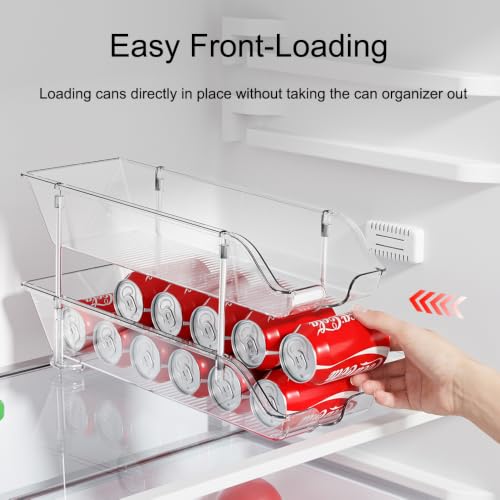 Stackable Soda Can Organizer for Pantry or Fridge, Holds 24 Cans | Heavy-Duty, Clear PET, Space-Saving Drink Organizer, Gravity Rolling, Pop can & Food can Dispenser/Storage/Container - size: 1 Pack