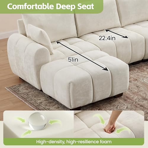 82" Loveseat Cloud Couch, Beige Chenille Modern Upholstered 2-Seater Sofa with Tufted Deep Seat & Wood Legs, Comfy Small Love Seat Couch for Living Room Apartment - color: Beige, size: Loveseat