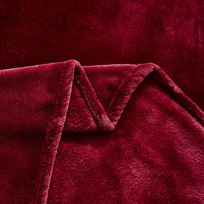 TASTHROW Large Flannel Fleece Throw Blanket, 50×70 Inch - Burgundy | Cozy Lightweight Thick Blanket - All Seasons Suitable for Women, Men and Kids (Two Pack) - color: Burgundy, size: Two Pack 50"x70"