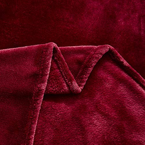 TASTHROW Large Flannel Fleece Throw Blanket, 50×70 Inch - Burgundy | Cozy Lightweight Thick Blanket - All Seasons Suitable for Women, Men and Kids - color: Burgundy, size: 50"x70"