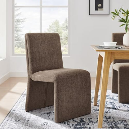 Modway Emory Fabric Slipper Dining Chair in Mocha – Upholstered Armless Dining Side Chair – Versatile Modern Accent Chair or Vanity Chair - color: Mocha