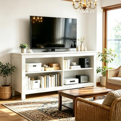 43 inch TV Stand, Suitable for TVs up to 50 inches, Small TV Stands with Open Storage Shelves, Living Room Entertainment Centers, and Bedroom TV Consoles (White) - color: White