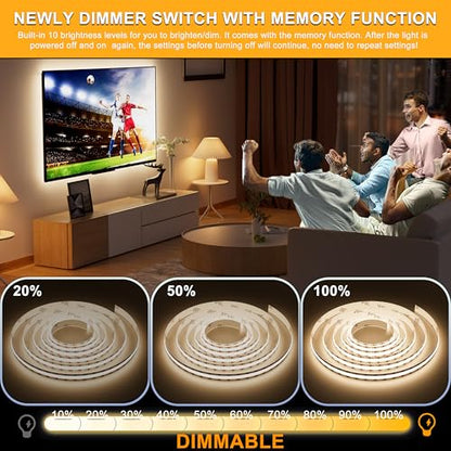 PAUTIX COB LED Strip Light 6.56ft/2m, 640LEDs 1200lm Dimmable 5V USB LED Strip White 4000K CRI90+ TV Backlight,USB Powered Flexible Under Cabinet LED Tape Light for Bedroom,Kitchen,Home DIY Lighting - color: 4000K, size: 6.56 ft