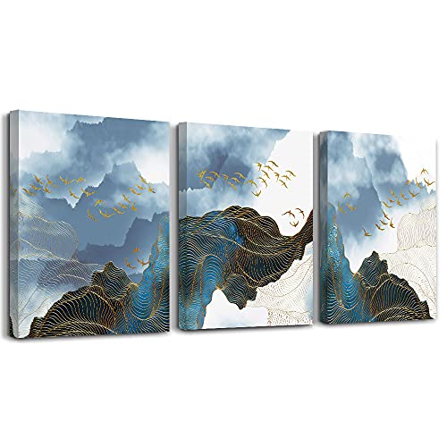 Wall Decor For Living Room Canvas Wall Art For Bedroom Modern Family Bathroom Canvas Art Kitchen Fashion Abstract Pictures Artwork Office Wall Paintings Ready To Hang Home Decoration 12" X 16" 3 Piece - color: Blue Painting, size: 12x16inches*3pcs