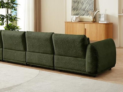 U Shaped Cloud Sectional, Convertible L Shaped Couch with Removable Ottomans,Modular Cloud Couch Sectional for Living Room(4 Set + 2 Ottomans - Green) - color: Green, size: 4set+2 Ottoman