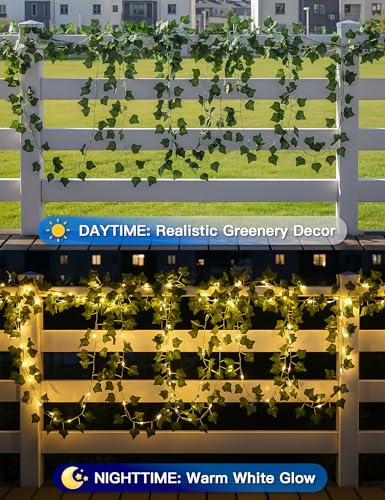Solar Ivy String Lights, 33Ft 100 LED Vines with Lights Warm White - color: Ivy, size: 33Ft*1pack