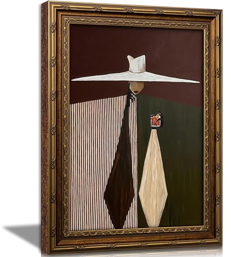 Vintage Gold Framed Abstract Woman Wall Art, Minimalist Portrait Canvas Prints, Neutral Contemporary Wall Decor, Modernist Elegant Woman Poster Artwork Bar Living Room Bedroom Decor, 16x24in - color: Abstract Girl, size: 24"L x 16"W