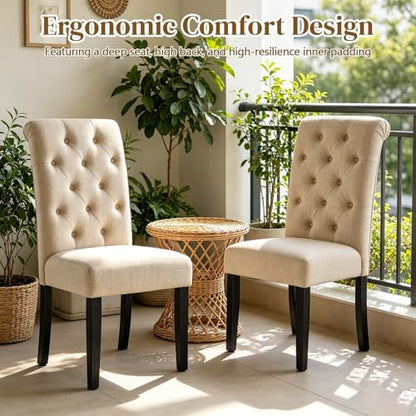 Anwick Beige Modern Accent Chair Set of 2, Mid Century Upholstered Living Room Chair with Wood Legs, Comfy Small Accent Chair with Back for Small Spaces, Office, Bedroom, Reading Spaces (Beige) - color: Beige