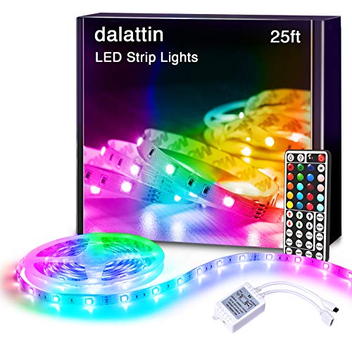 dalattin Led Lights for Bedroom 25ft RGB 5050 Led Strip Lights Color Changing Kit with 44 Keys Remote Controller and 12V Power Supply Led Light Strips Indoor Decoration,Easter Decor - size: 25 ft
