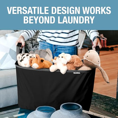 CleverMade Collapsible Laundry Basket, 60L Pop-Up Hamper, 2 Pack, Black | Clear Floor Space Between Laundry Days | Each Basket Holds 55 lb, Stays Upright While Loading, and Folds to 1.25 Inches - color: Black Gray