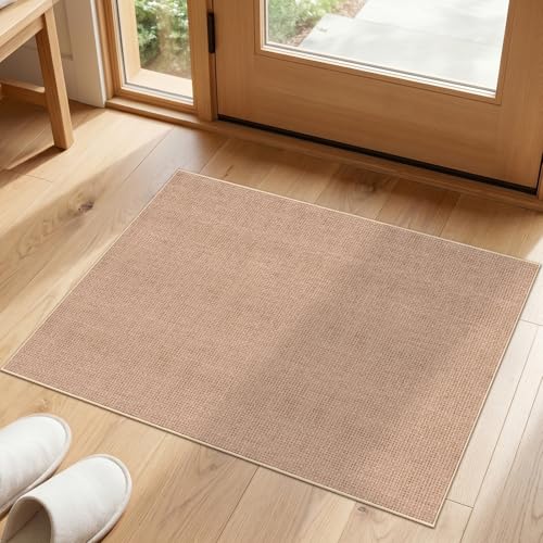 Washable Easy Jute Rug 2x3: Non Slip Ultra Thin Low Pile Entryway Floor Mat | Family Pet Friendly Farmhouse Boho Carpet Kitchen Bedroom Patio Indoor Outdoor Durable Textured Home Decor Accent (Beige,2x3) - color: Beige, size: 2' x 3' (Runner)