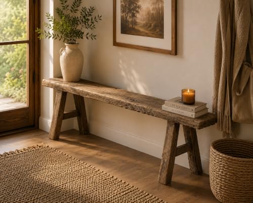 Artissance 20" H Vintage Noodle Bench 5-5.5ft Long Weathered Natural (Size and Finish Vary) - size: 20H x 60W x 5.5L