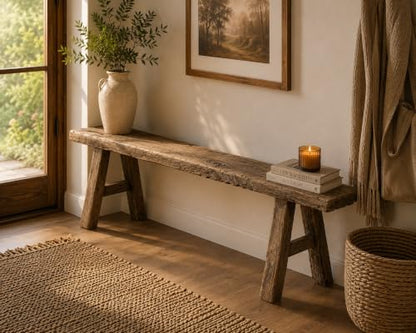 Artissance 20" H Vintage Noodle Bench 5-5.5ft Long Weathered Natural (Size and Finish Vary) - size: 20H x 60W x 5.5L