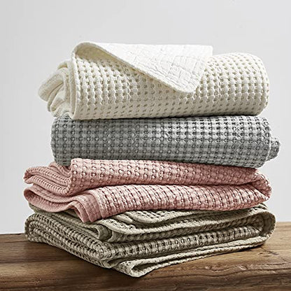Levtex Home Mills Waffle Twin Bedspread Set (84x104in) with 1 Pillow Sham (26x20in) - Grey - Cotton Waffle Twin Size Bedspread Set - Lightweight, Soft, Pre-Washed - color: Grey, size: Twin Bedspread