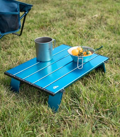 Ultralight Compact Mini Beach Picnic Folding Alu. Table with Carry Bag, Two Size (Blue - S) | with Carry Bag, for Camping Backpacking Hiking Beach Picnic - color: Blue, size: Small