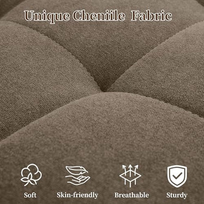 Korser 55.5'' 3-in-1 Convertible Sofa Bed, Pull Out Couch with 5-Position Adjustable Backrest, Loveseat Sleeper Sofa for Small Spaces, Sofa Couch with Cup Holders for Living Room, Office, Chenille - color: Brown