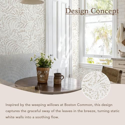 Peel and Stick Wallpaper Modern Boho Contact Paper Neutral Beige Wall Paper Removable Waterproof Self Stick Renter Friendly Wallpaper for Bedroom Living Room Bathroom Kitchen Vinyl 17.3"x78.7" - color: Light Brown, size: 17.3" x 78.7"