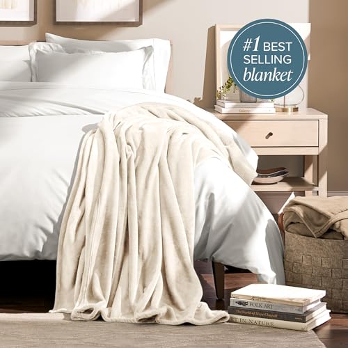 Bare Home Fleece Blanket Luxury Microplush (Full/Queen, Vanilla) | Ultra-Soft Lightweight Blanket for Bed, Sofa, and Couch, Cozy & Warm Blanket - color: 19 - Vanilla, size: Full/Queen