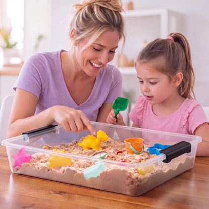 6 Qt Plastic Storage Bins with Lids,Sensory Bins,Stackable Clear Containers with Secure Latches,Multi-Purpose Classroom Storage Organizer for Craft Supplies,Paper & Office Stationery,4 Pack,Black | Stackable, Secure Latches, Multi-Purpose Classroom Storag