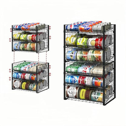 3 Tier Stackable Can Rack Organizer, Adjustable Can Holder for Pantry | 2 Pack Rolling Can Dispenser for Canned Food, Soda & Drink Storage, Tiered Can Organizer for Kitchen Cupboard Cabinet - style: 3-Tier 2-Pack
