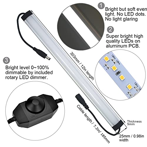Kitchen Under Cabinet LED Lighting Kit Plug-in, Super Bright, 6 PCS 12 Inches Light Bars, Daylight White, 31W 2000 Lumen, Perfect for Kitchen Cabinet Counter Shelf-(6 Bars Kit-5000K) - color: Black Cable-Daylight White 5000K
