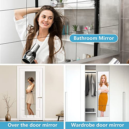 SLDIYWOW Shatterproof Full Body Wall Mirror Tiles, 8PCx12x12 Acrylic Tiles for Bedroom, Baby Kids Playroom, Over The Door Closet Mirror - size: 8 Pieces