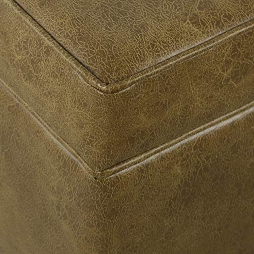 HomePop 18" Square Storage Ottoman - Distressed Brown Faux Leather - color: Brown