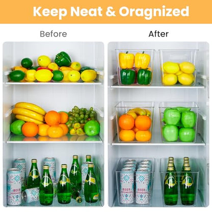 YIHONG 4 Pack Clear Storage Bins, Pantry Organizer Bins with Handle, XL | Plastic Bins, Pantry Storage Containers for Kitchen, Freezer, Cabinet, Closet, Bathroom, Under Sink Organizers and Storage - size: XL(13"L x 7.4"W x 7"H)