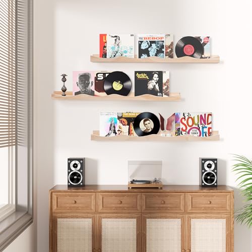 AZSKY Floating Bookshelf for Kids, Cloud Picture Ledge Natural Pine Wood 23.6 Inches Nursery Book Shelves Set 3, Baby Book Shelf for Kids Room, Toddler Room, Wooden Nursery Decor & Book Storage - color: Natural, size: 24Inch