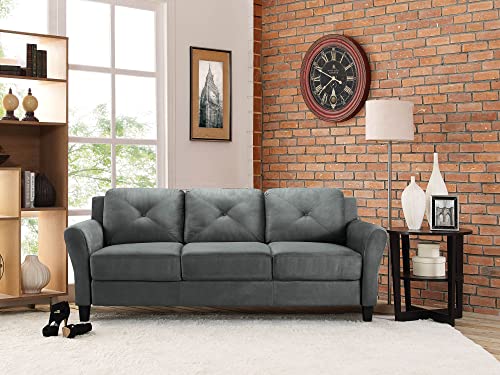 Studio Living Harrington 80.3" Sofa, Transitional Modern, Pocket Coil Comfort, Easy Assembly, Microfiber Fabric, Dark Grey - color: Dark Grey, size: Sofa