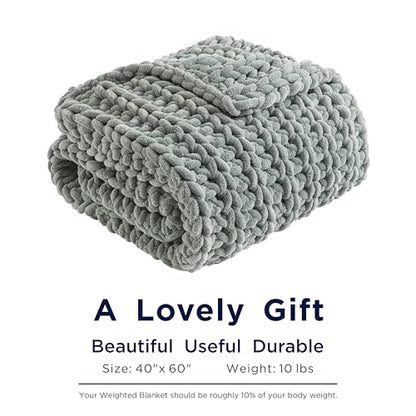 Maetoow Handmade 10 lb Soft Knitted Weighted Blanket, 40 x 60 in Breathable Chunky Knit Gravity Blanket Throw, Home Decor for Sofa Couch Bed, Sage Green