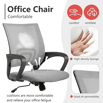 PayLessHere Office Computer Chair Ergonomic Cheap Desk Chair Adjustable Comfortable Mid Back Task Rolling Swivel with Lumbar Support for Home Office (Pack of 1, Grey) - color: Grey, style: pack of 1