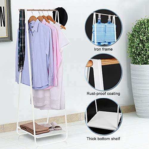 JEFEE Narrow Clothes Rack - Simple Garment Rack Mini Clothing Rack with Shelf 1-Tier Coat Clothing Organizer Storage for Small Space, Entryway, Bedroom, White - color: White
