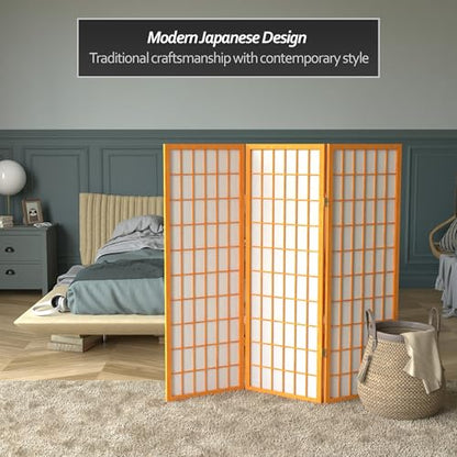 4 ft. Short Window Pane Shoji Screen - Honey - 3 Panels - color: Honey, size: 3 Panels